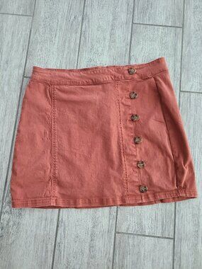 Sky and Sparrow Women's Button Front Mini Skirt Rust Orange Size Large